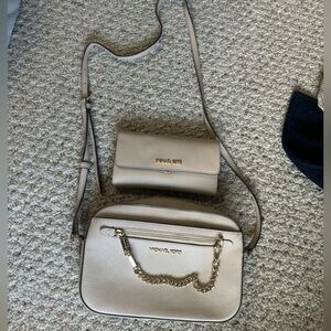 Michael Kors tan bag and wallet combo